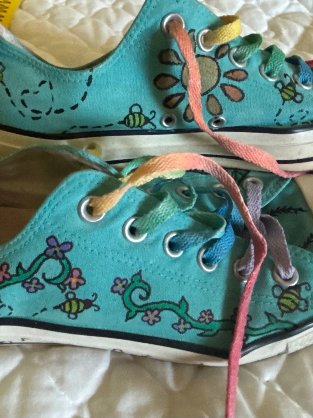 Converse Turquoise & Purple High Top Sneakers